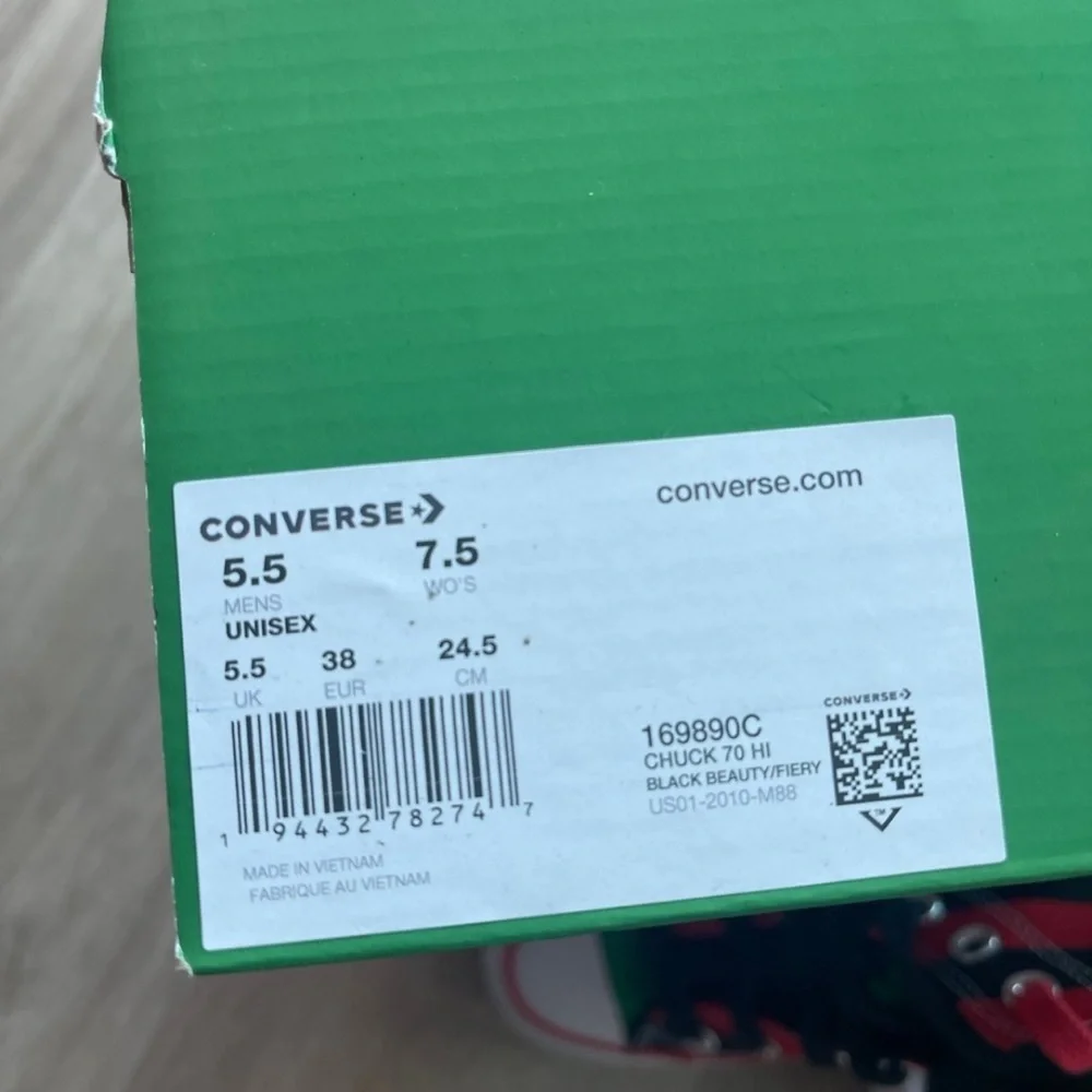 Converse x Denim Tears Chuck 70 High Top Black Beauty/Fiery Red - Picture 7 of 8